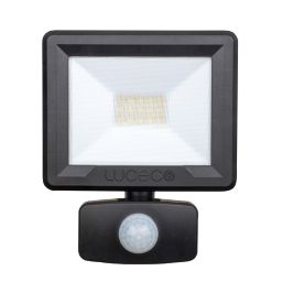 Luceco Black Mains-powered Cool white Outdoor LED PIR Floodlight 800lm
