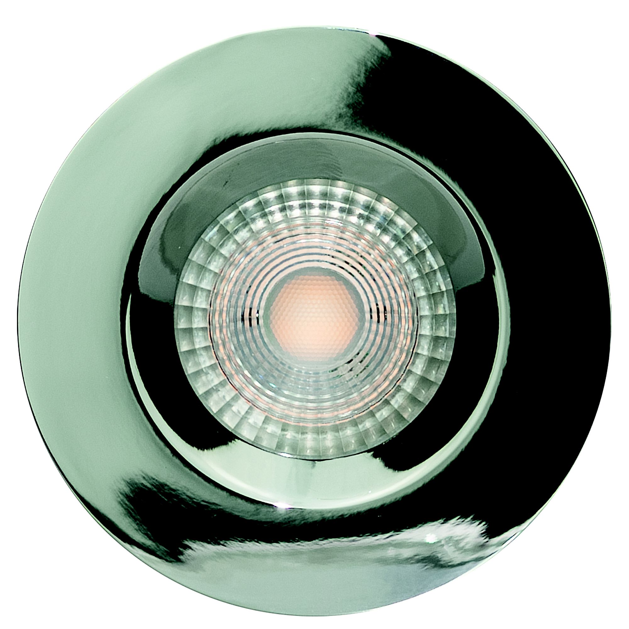 Luceco Chrome effect Fixed Fire-rated White Downlight IP20