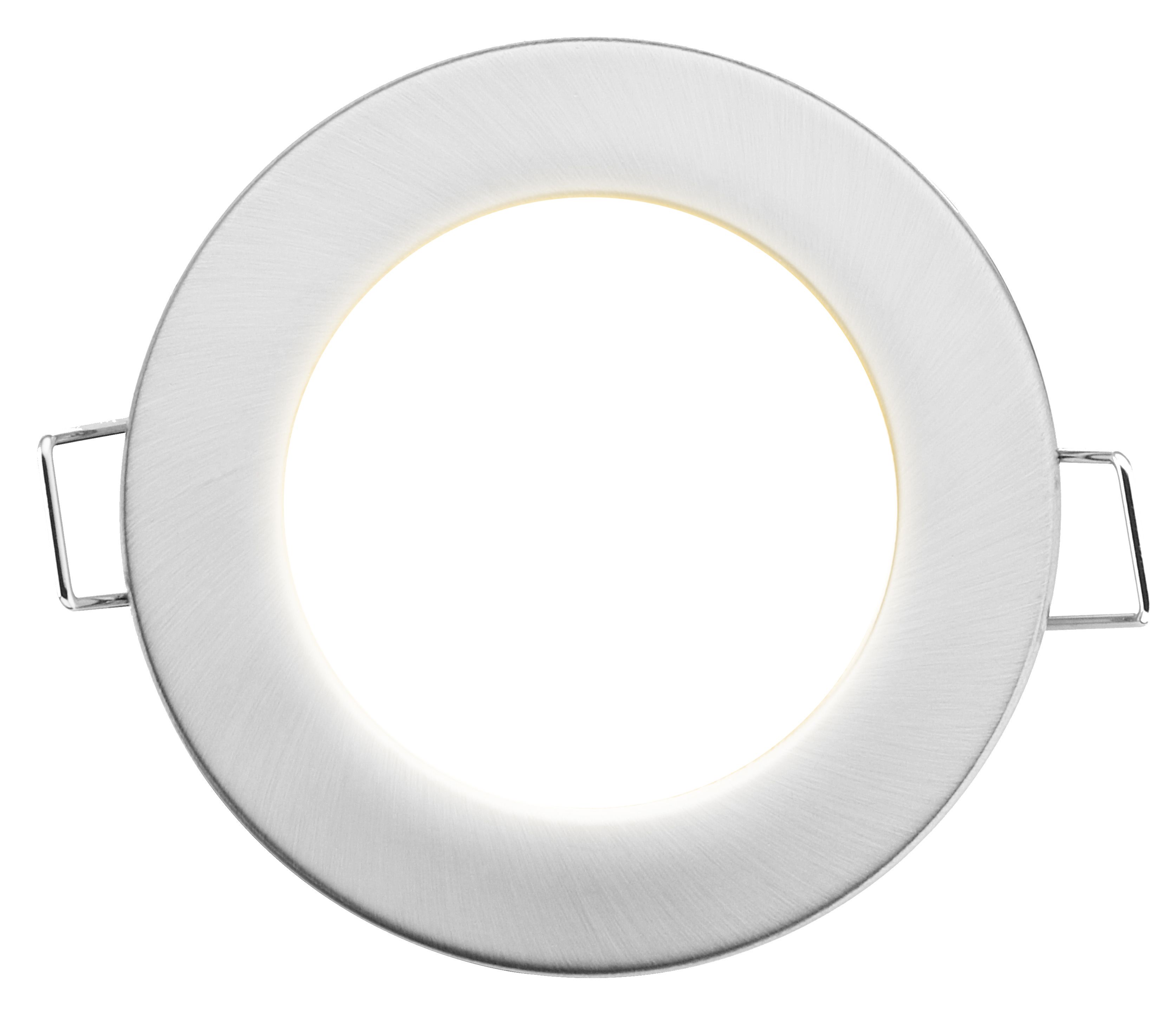 Luceco Eco Matt Silver Stainless steel effect Fixed LED Fire-rated Warm white Downlight 5W IP65, Pack of 6