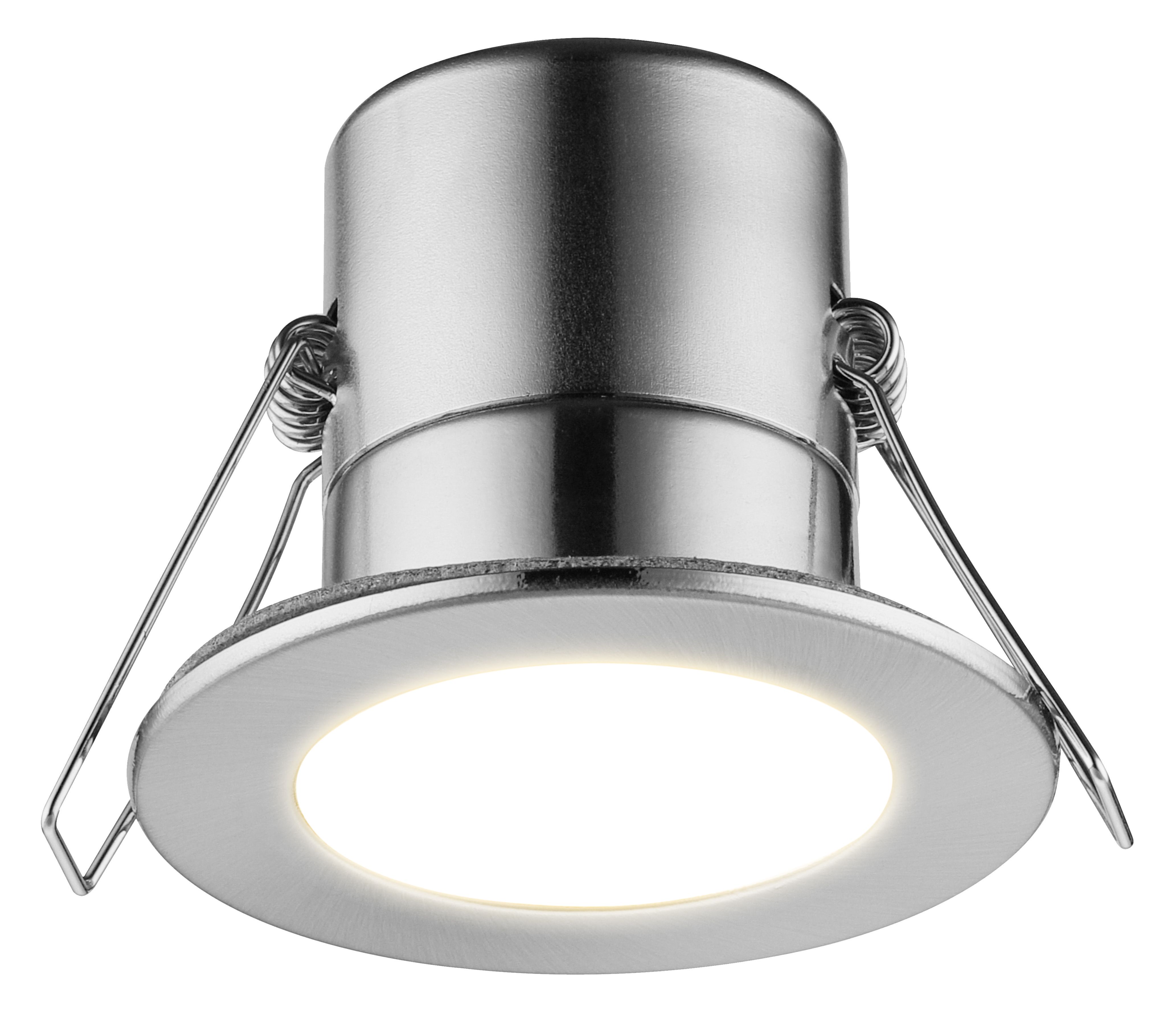 Luceco Eco Matt Silver Stainless steel effect Fixed LED Fire rated Warm white Downlight 5W IP65