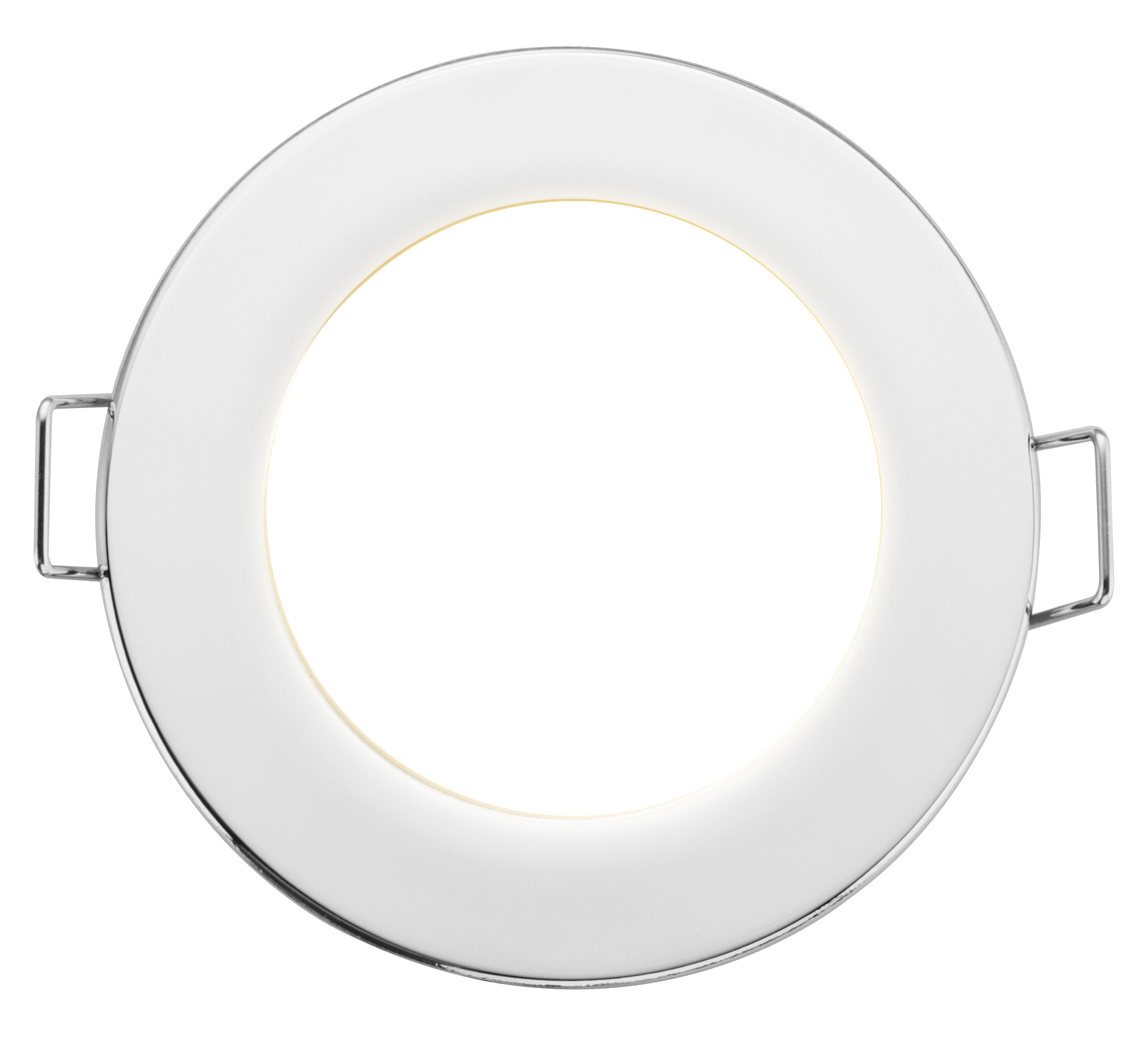 Luceco Eco Silver Chrome effect Fixed LED Fire-rated Warm white Downlight 5W IP65, Pack of 6