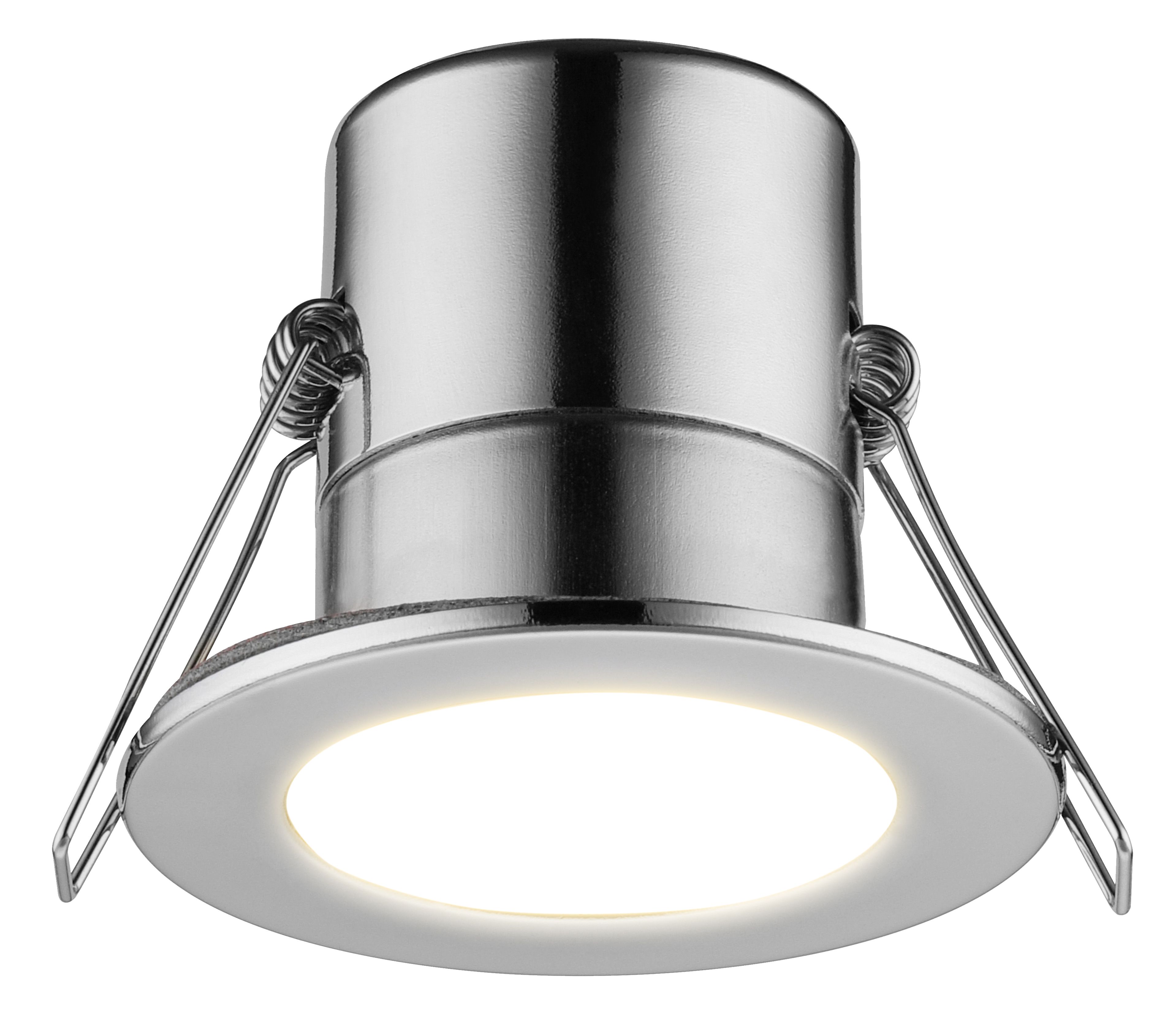 Luceco Eco Silver Chrome effect Fixed LED Fire-rated Warm white Downlight 5W IP65