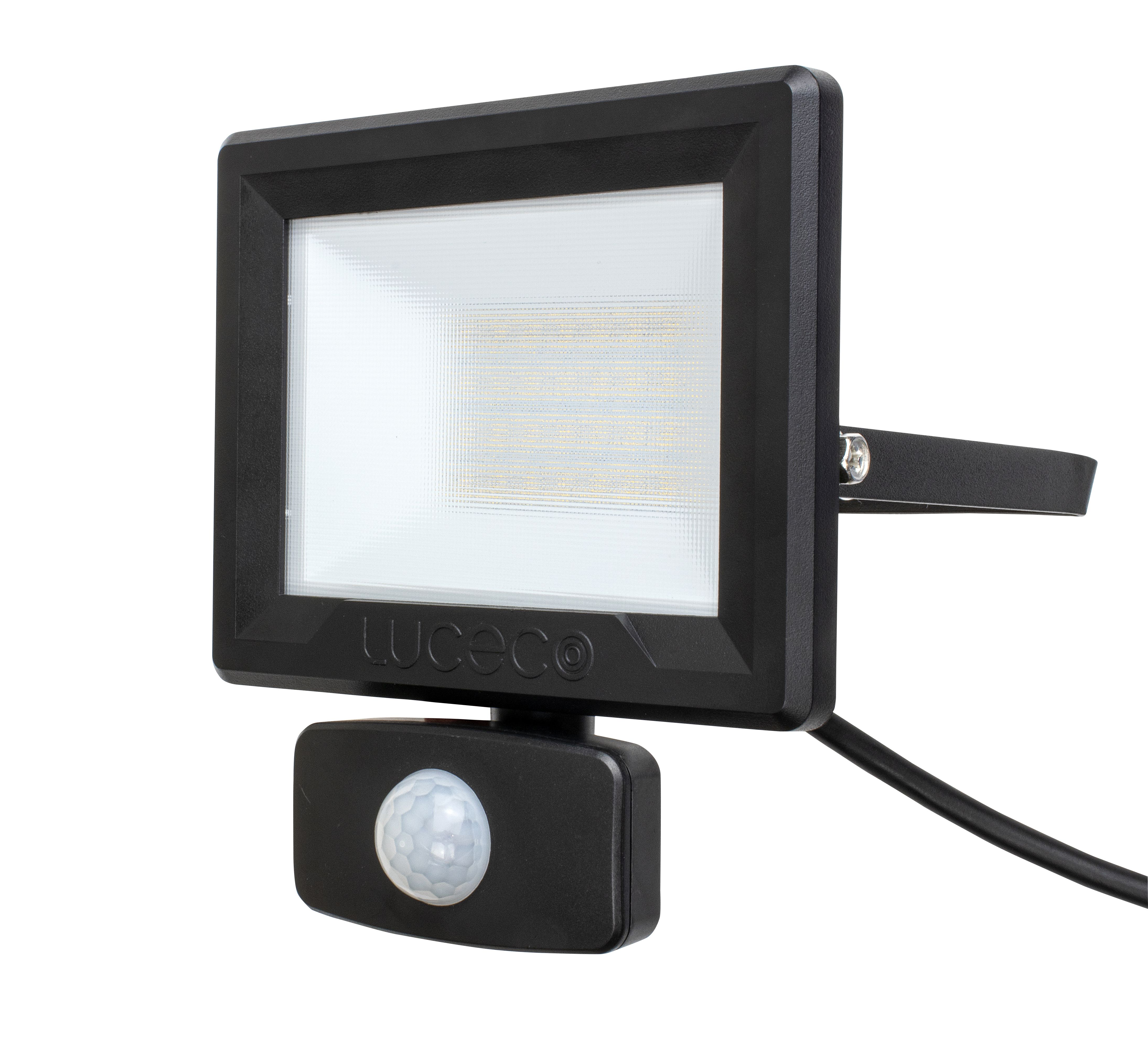 Luceco EFLD30B40P-05 Black Mains-powered Cool white Outdoor LED PIR Floodlight 2400lm