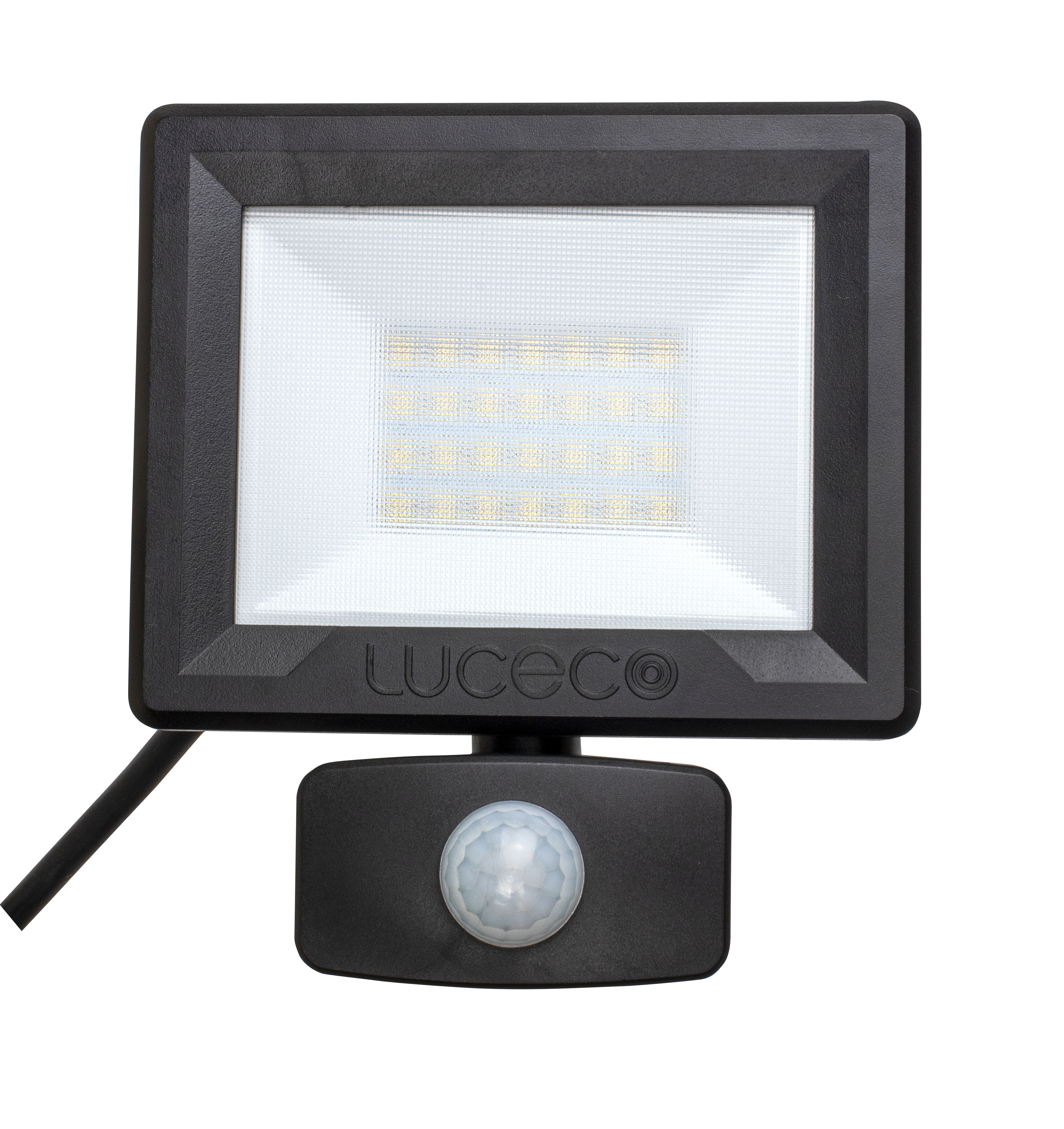 Luceco EFLD30B40P-05 Black Mains-powered Cool white Outdoor LED PIR Floodlight 2400lm