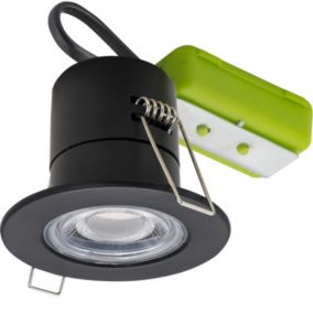 Luceco F-ECO Matt Black Fixed LED Fire-rated Cool white Downlight 60W IP65