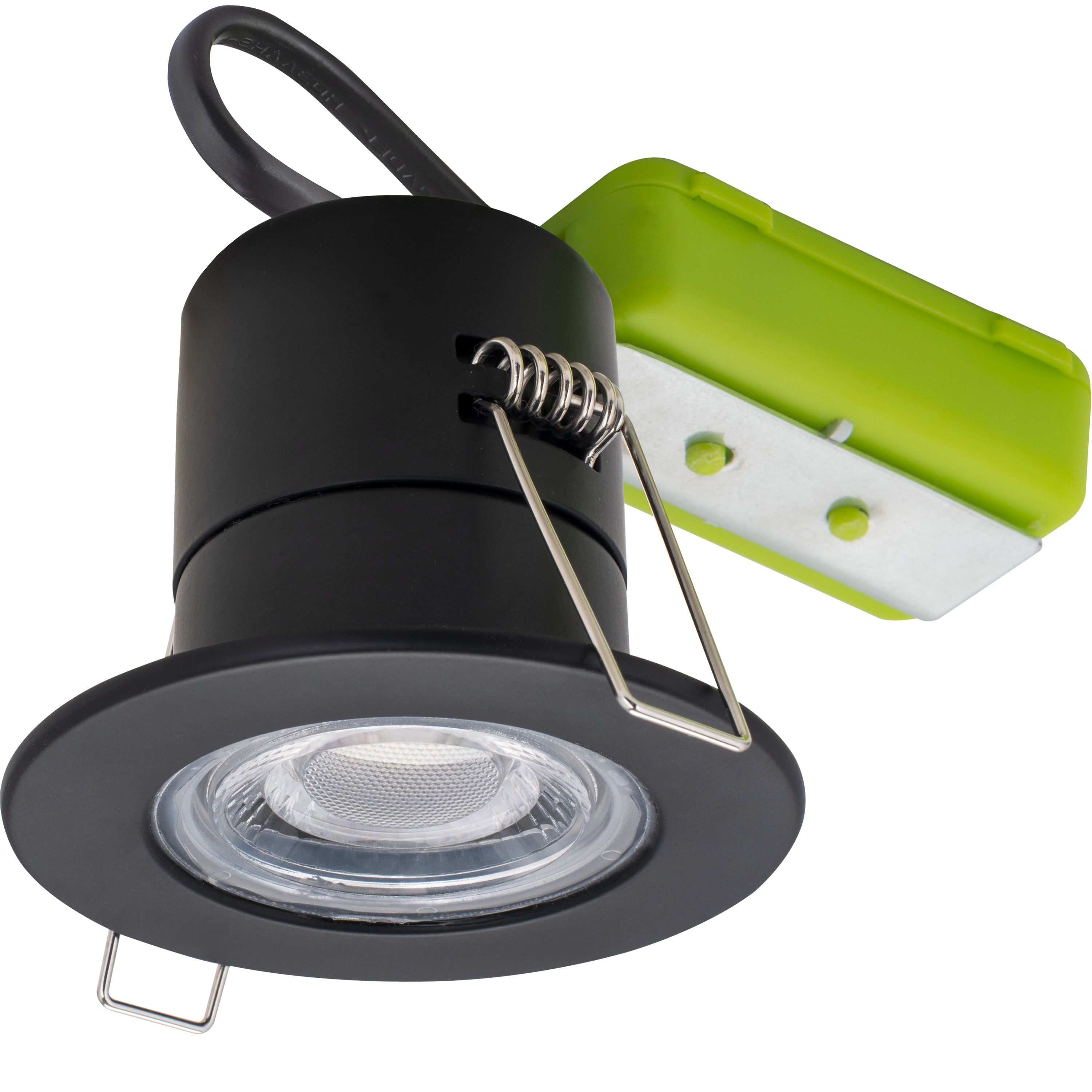 Luceco F ECO Matt Black Fixed LED Fire rated Warm white Downlight 5W IP65 Pack of 6
