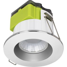 Luceco FType Mk2 Polished Chrome effect Fixed LED Fire-rated Cool & warm Downlight 60W IP65