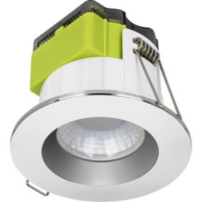 Luceco FType Mk2 Polished Chrome effect Fixed LED Fire-rated Warm white Downlight 60W IP65