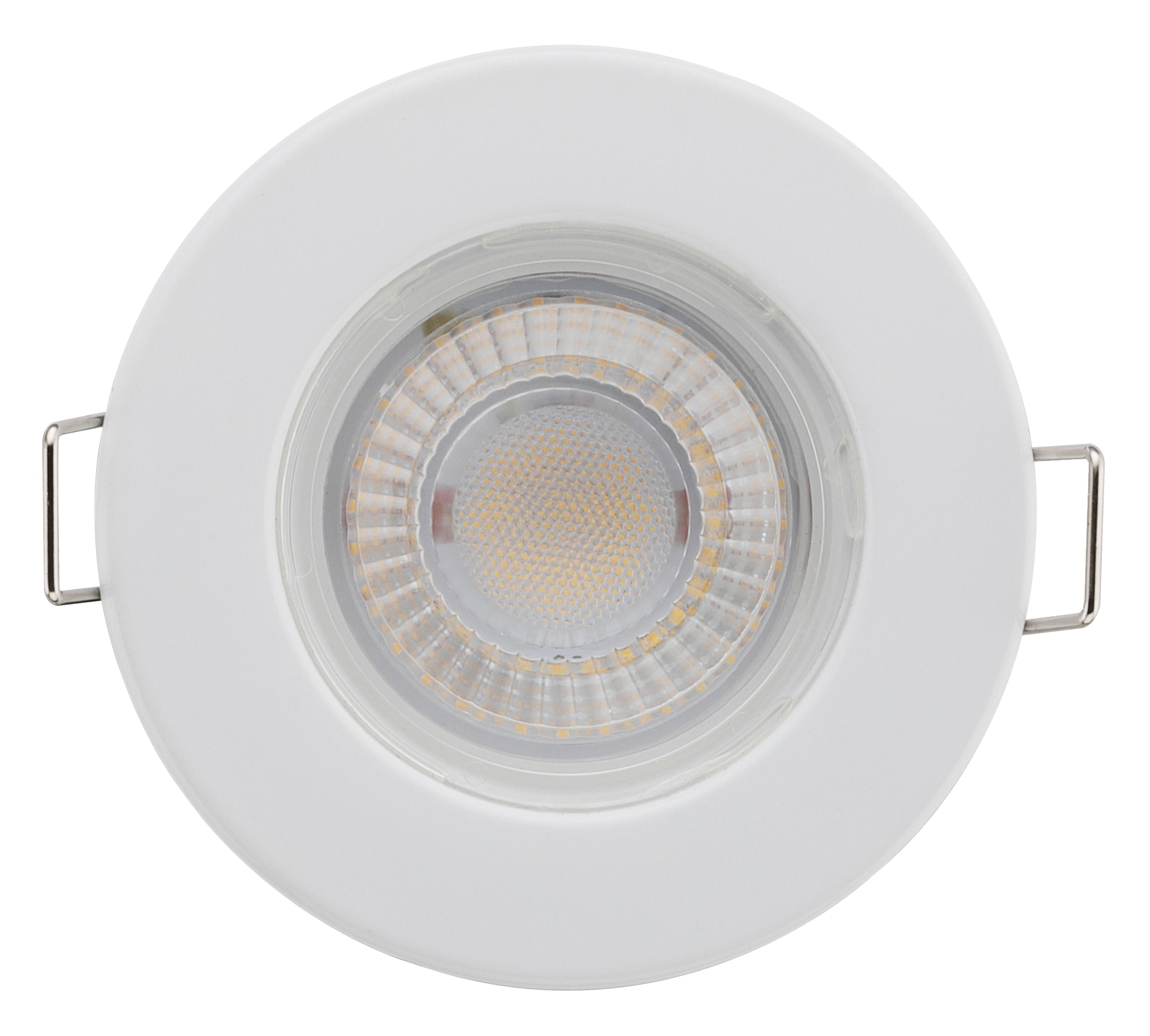 Luceco Matt White Fixed LED Fire-rated Cool white Downlight 5W IP65