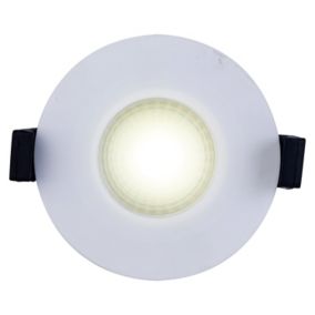 Luceco Matt White Fixed LED Fire-rated Cool white Downlight 6W IP65, Pack of 6