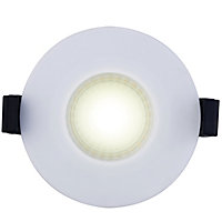 Luceco Matt White Fixed LED Fire-rated Warm white Downlight 6W IP65, Pack of 6