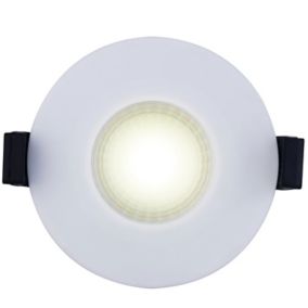 Luceco Matt White Non-adjustable LED Fire-rated Warm white Downlight 6W IP65, Pack of 6
