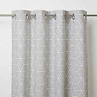Luena Grey & white Geometric Unlined Eyelet Curtain (W)140cm (L)260cm, Single