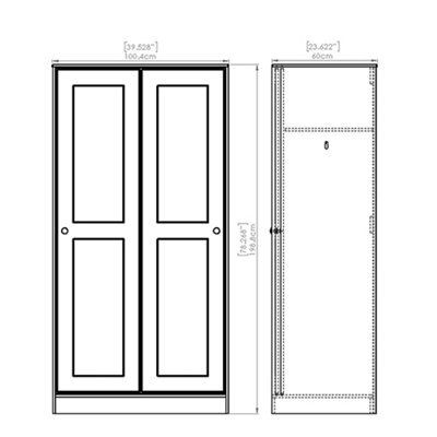 Lugano Grey Single Sliding door wardrobe (H)1960mm (W)1100mm (D)500mm