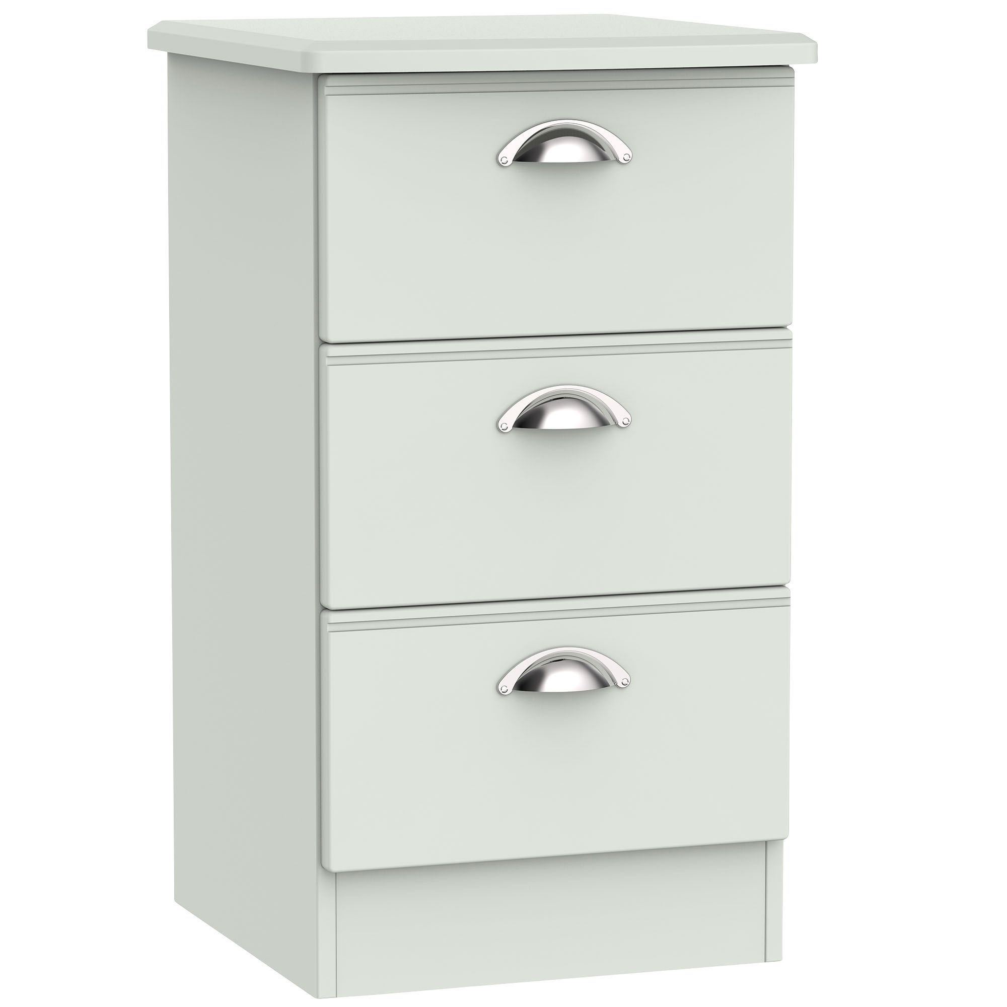 Lugano Matt grey 3 Drawer Bedside table (H)700mm (W)400mm (D)410mm