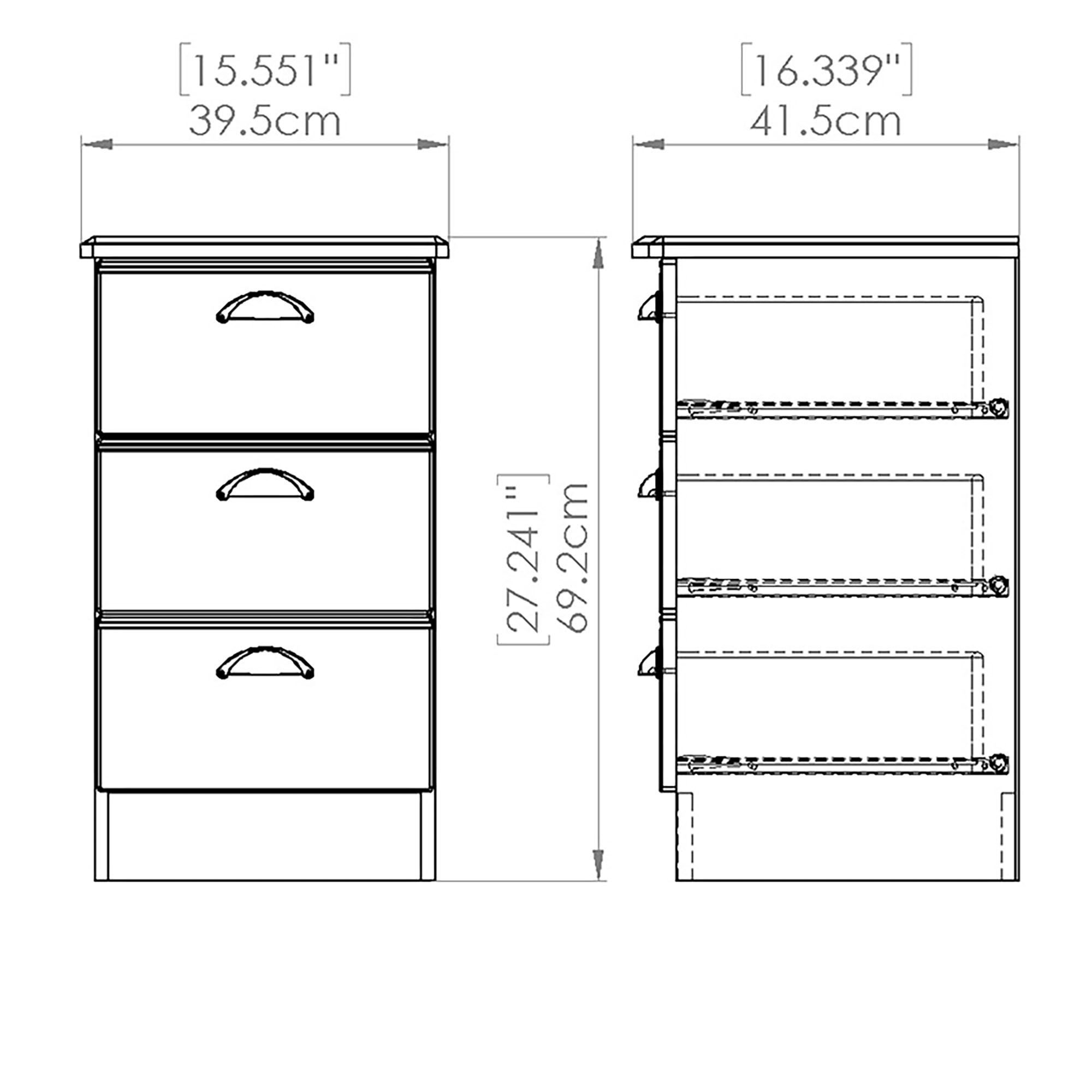 Lugano Matt grey 3 Drawer Ready assembled Bedside table (H)700mm (W)400mm (D)410mm