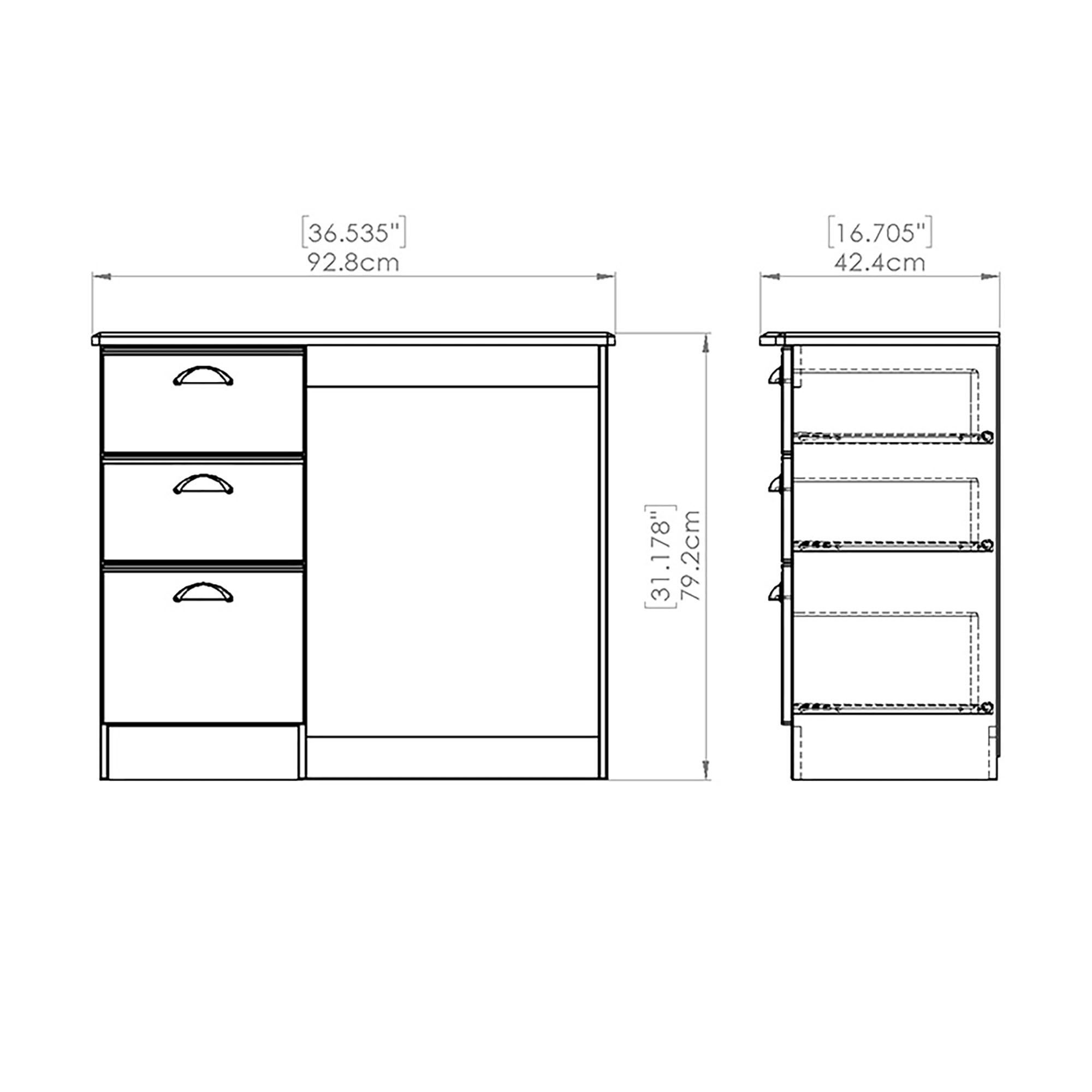 Lugano Matt grey 3 Drawer Ready assembled Dressing table (H)800mm (W)930mm (D)410mm
