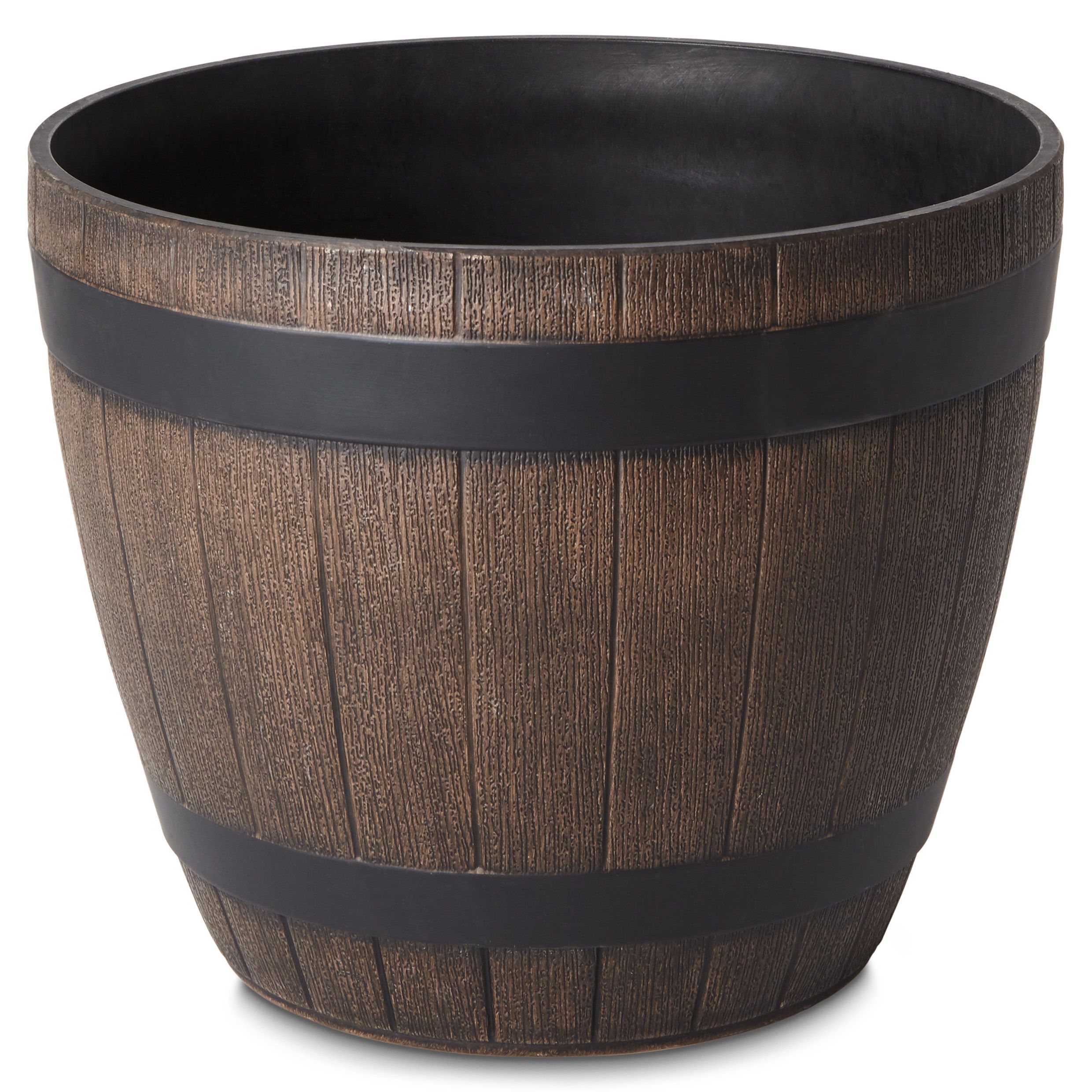 Lule Wood effect Plastic Plant pot (Dia 