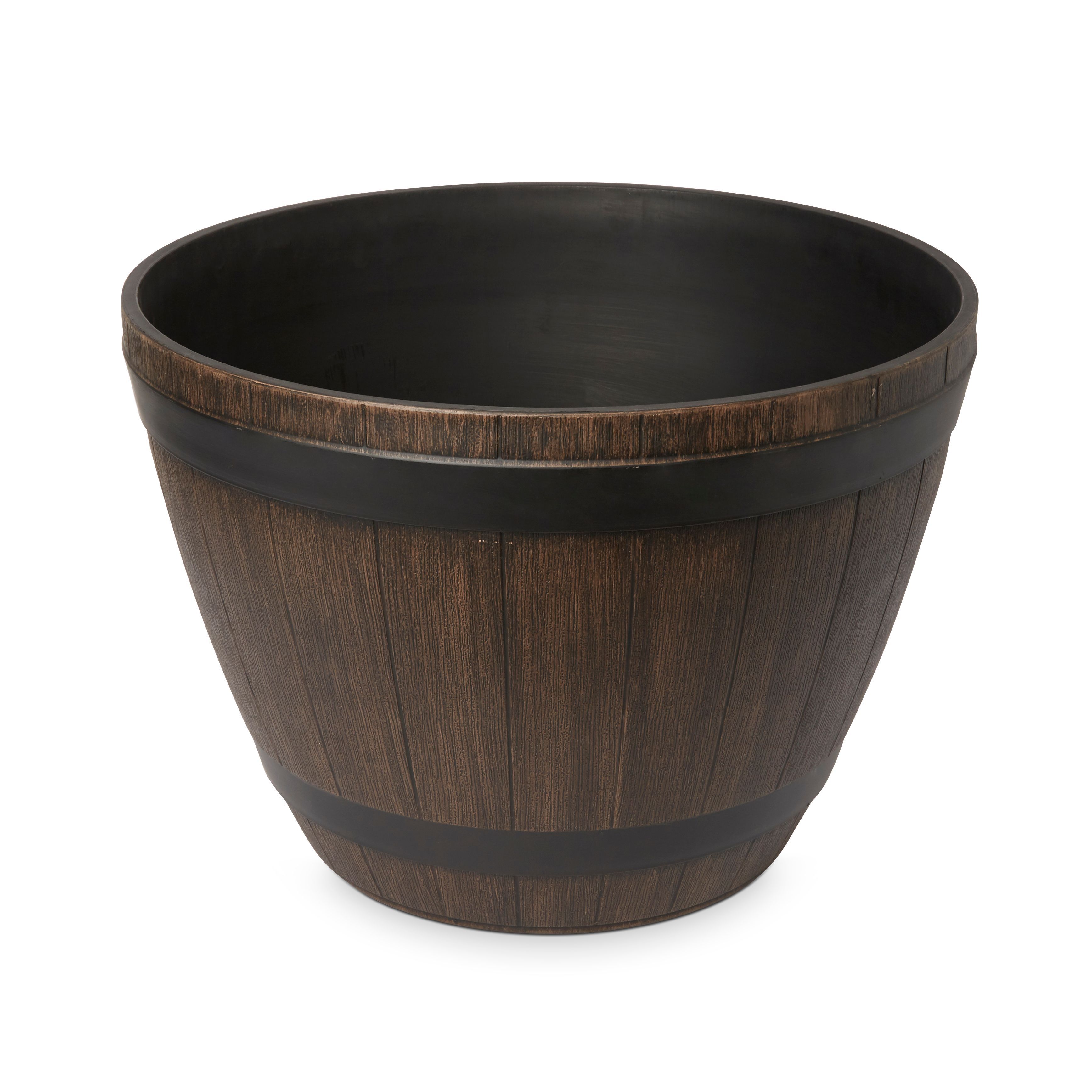 Lule Wood effect Plastic Round Plant pot (Dia)52cm | DIY at B&Q