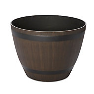Lule Wood effect Plastic Round Plant pot (Dia)80cm