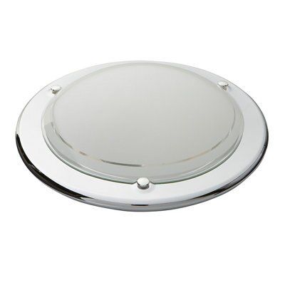 Lulea Brushed Glass & metal Chrome effect Bathroom Ceiling light