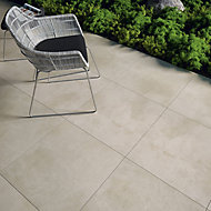 Luna Beige Matt Concrete effect Porcelain Outdoor Floor Tile, Pack of 2, (L)600mm (W)600mm