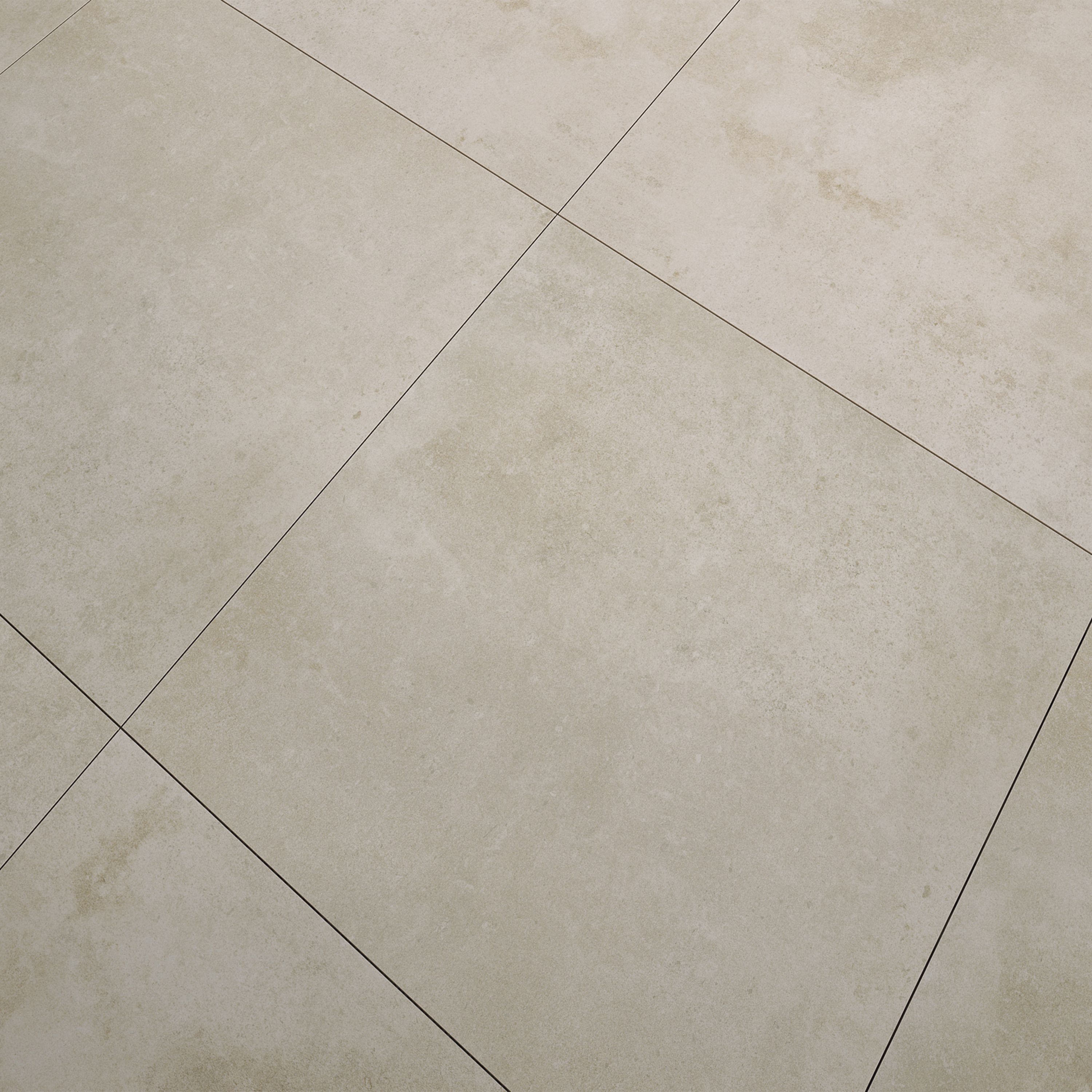 Luna Beige Matt Concrete effect Porcelain Outdoor Floor Tile, Pack of 2, (L)600mm (W)600mm