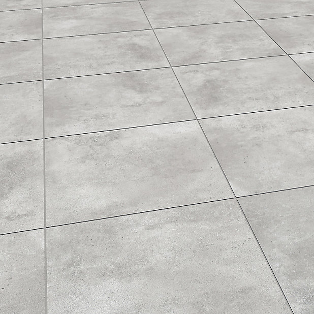 Luna Grey Matt Concrete Effect, 20mm Outdoor Porcelain Tiles B Q