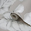 Lutece Palm leef Taupe Foliage Mica effect Textured Wallpaper