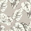 Lutece Palm leef Taupe Mica effect Foliage Textured Wallpaper