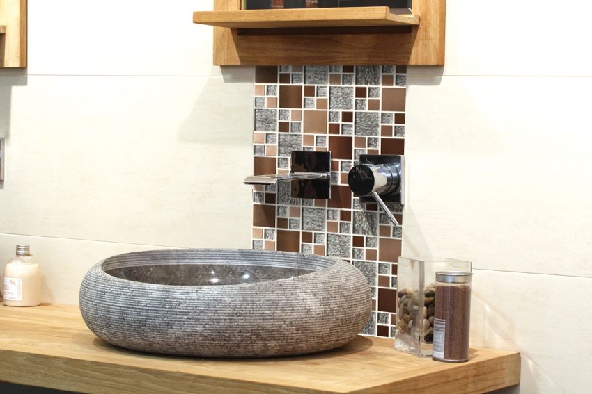 Luxe Brushed Gloss & matt Copper effect Glass & metal Mosaic tile - 3