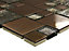 Luxe Brushed Gloss & matt Copper effect Glass & metal Mosaic tile, (L)300mm (W)300mm