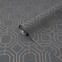 Luxe geo Charcoal Smooth Wallpaper Sample