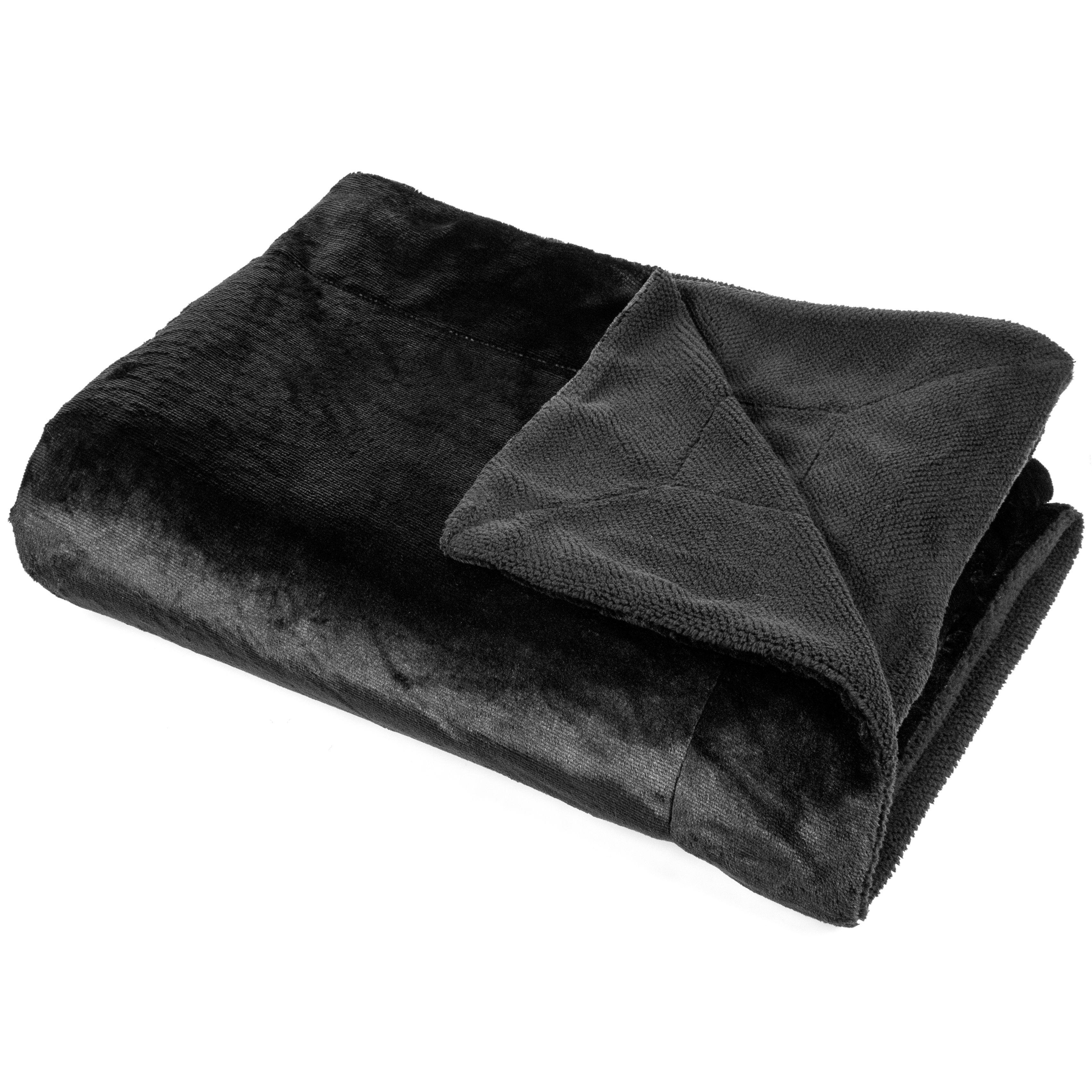 Luxury Black Plain Velvet Throw DIY at B Q