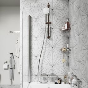 Lyla Black & white Matt Patterned Porcelain Wall & floor Tile, Pack of 24, (L)250mm (W)215mm