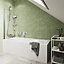 Lyla Green & white Matt Patterned Porcelain Wall & floor Tile, Pack of 24, (L)250mm (W)215mm