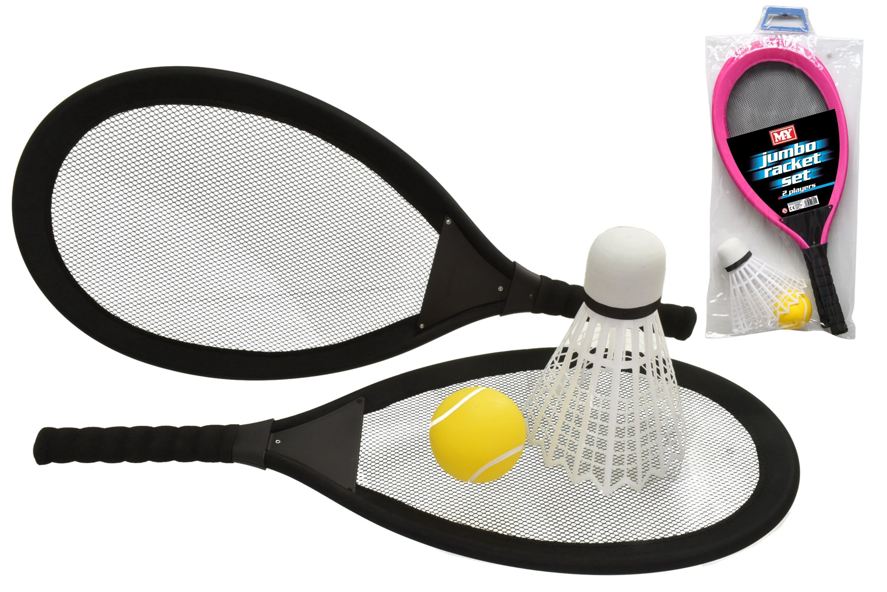 M.Y Jumbo Black Plastic Racquet set