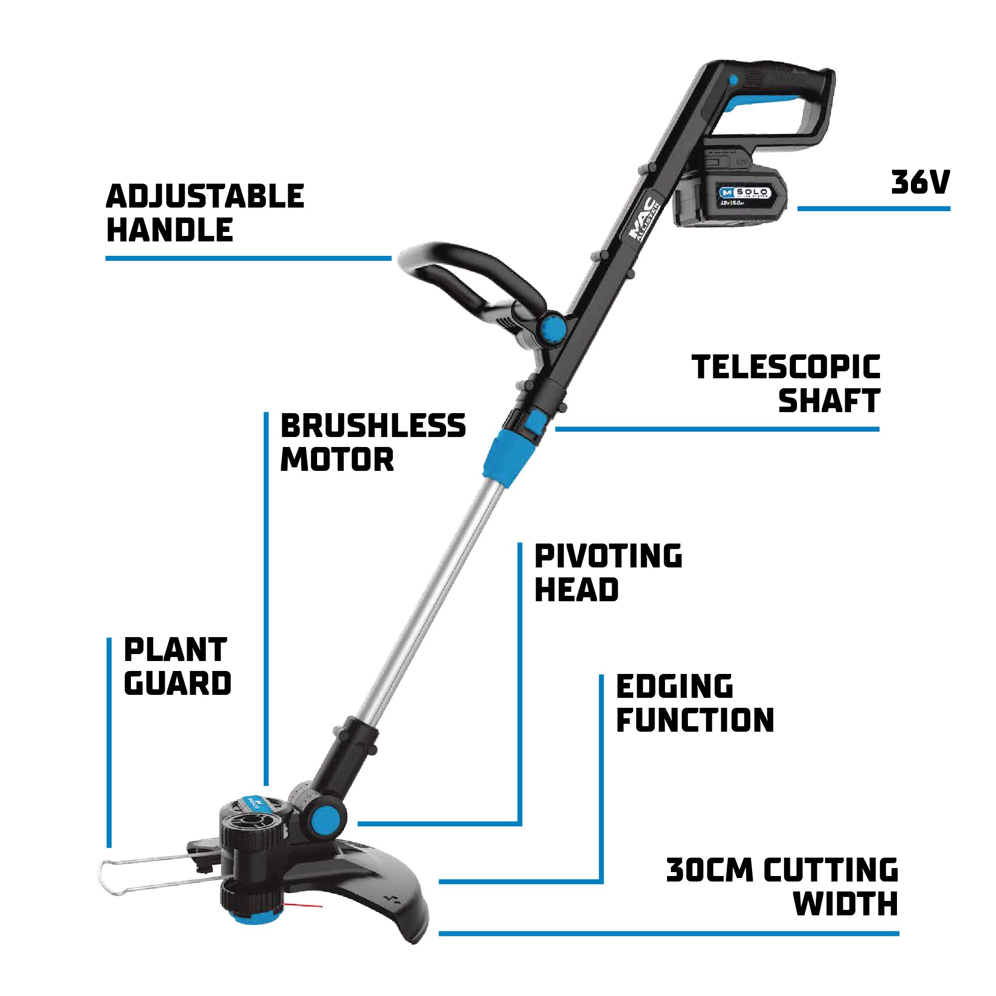 Mac Allister 18V 300mm Cordless Grass trimmer (1 x 5Ah) - MCI1200GGT