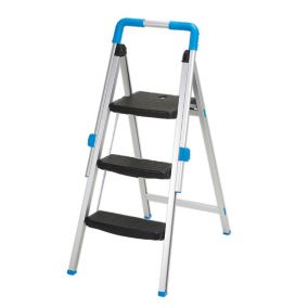 Mac Allister 3 tread Aluminium Foldable Step stool (H)1.1m