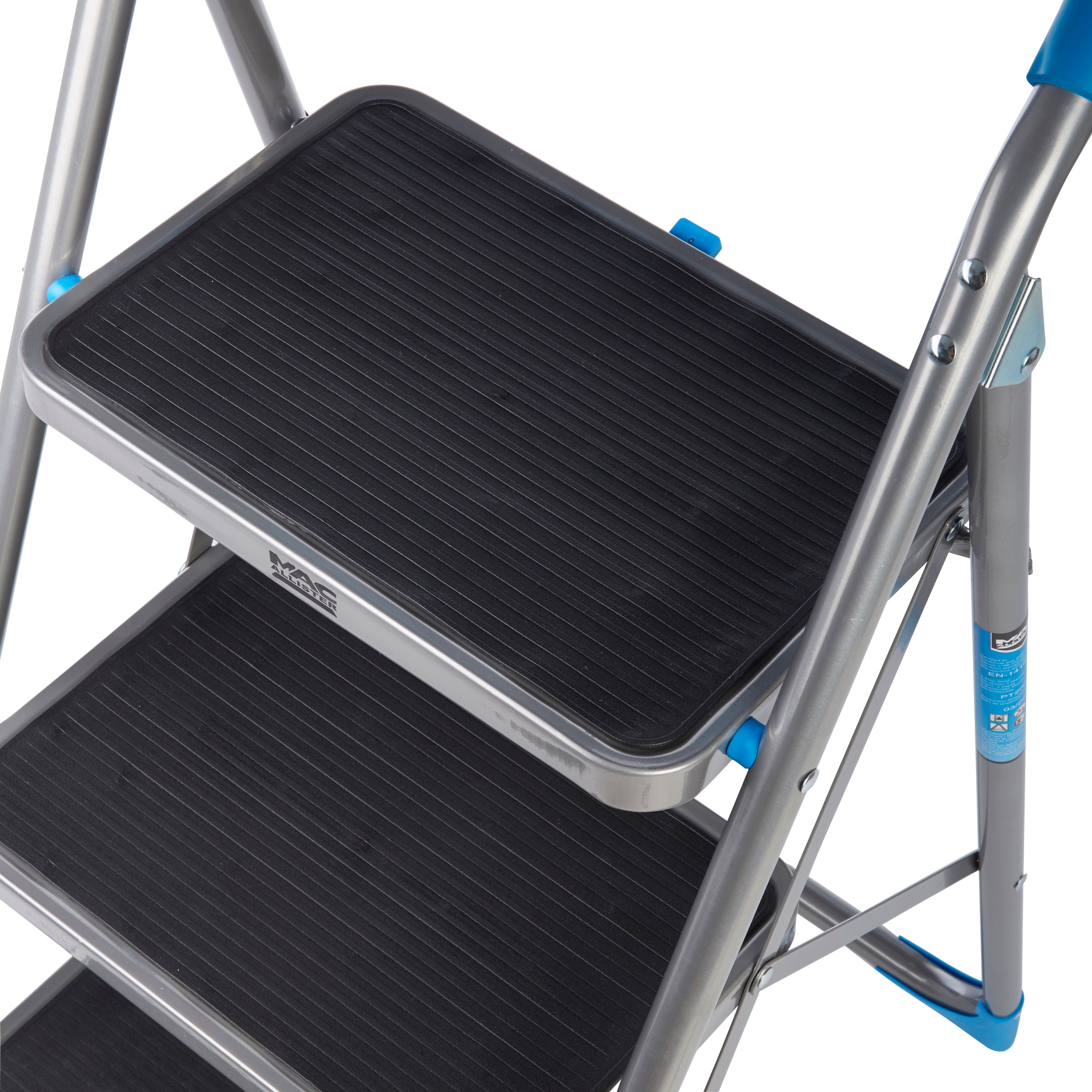 Mac Allister 3 tread Plastic steel Foldable Step stool H 1.12m