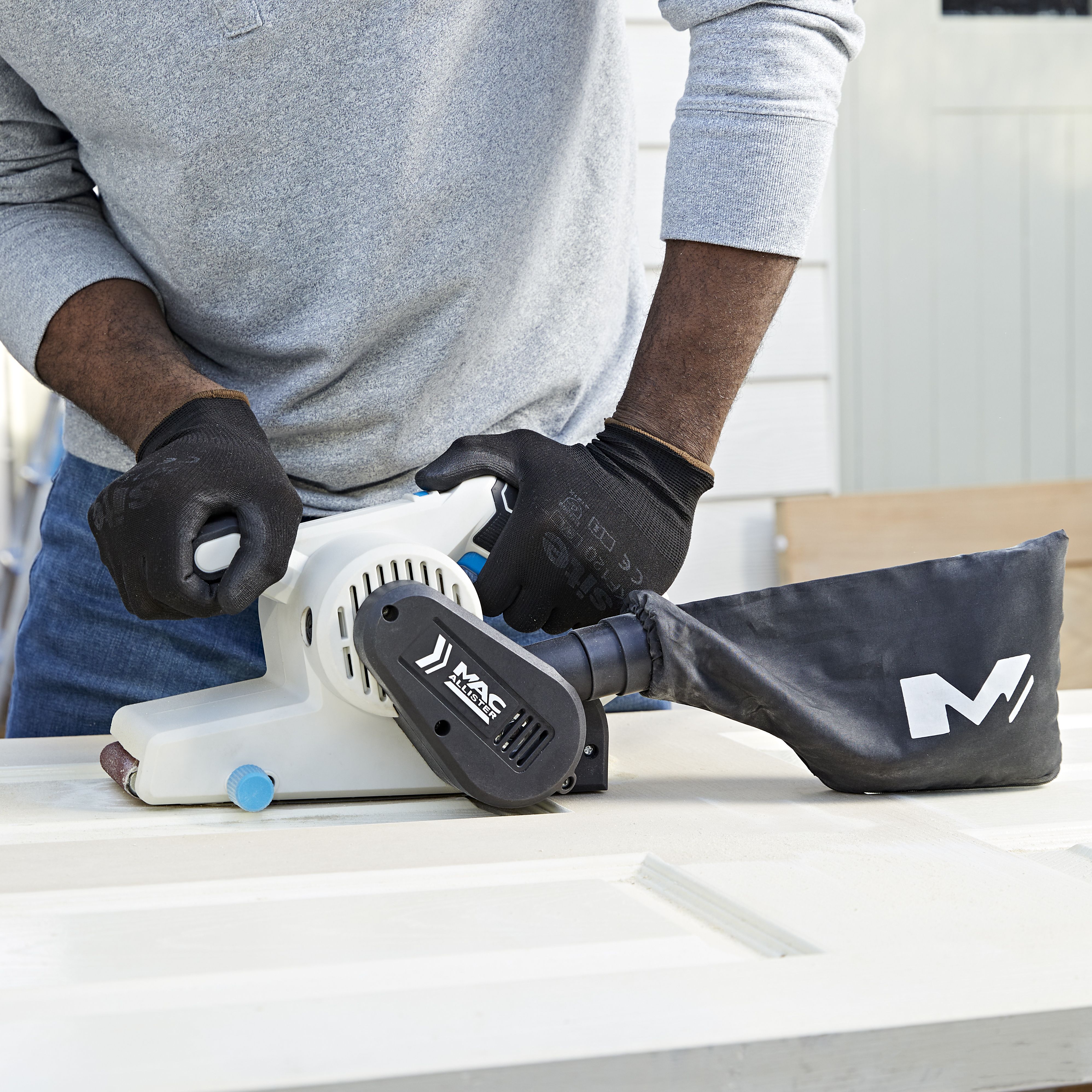Mac Allister 900W 240V Corded Belt sander MSBS900 DIY at B Q
