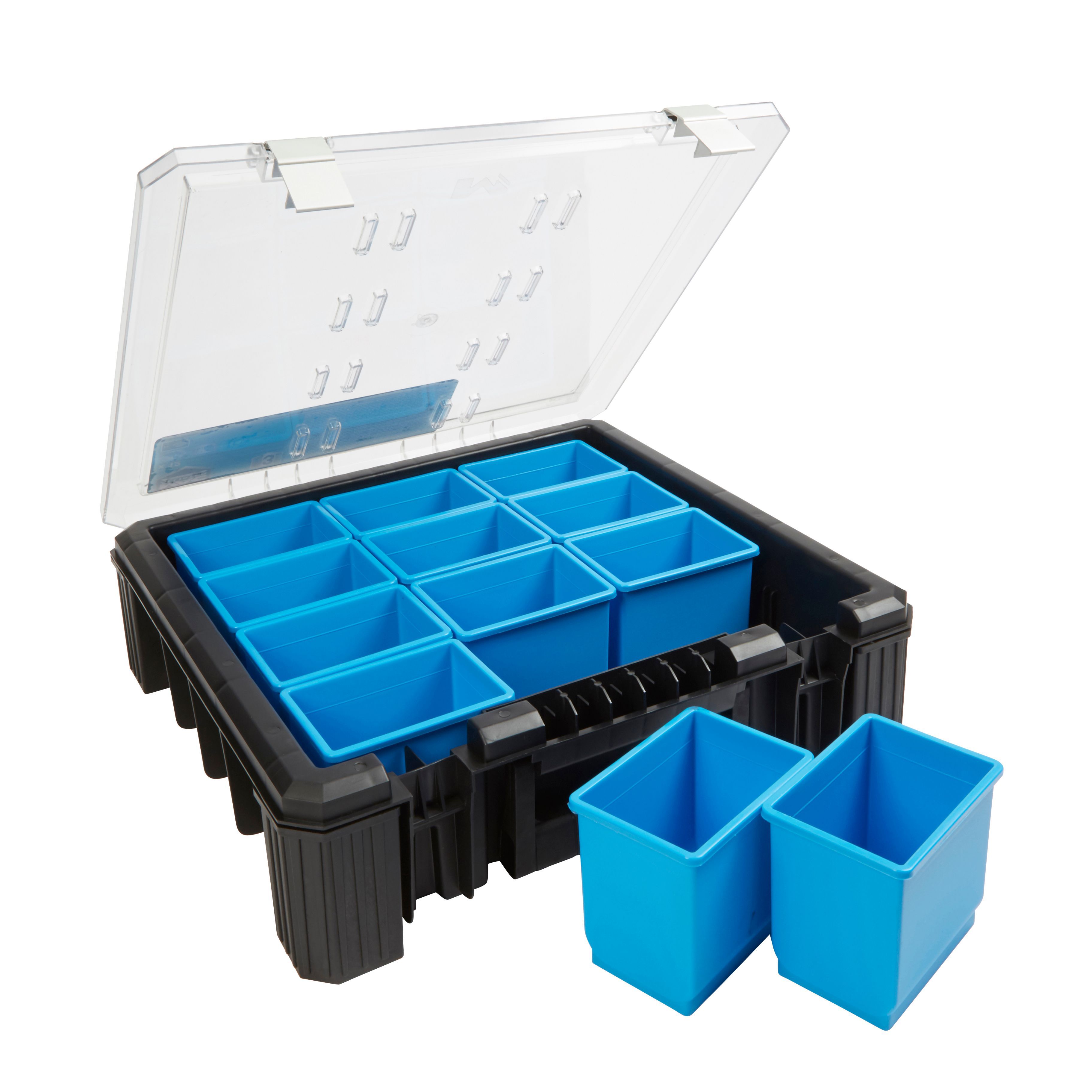 Mac Allister HD 400 Black & blue 12 compartment Tool organiser DIY at B&Q