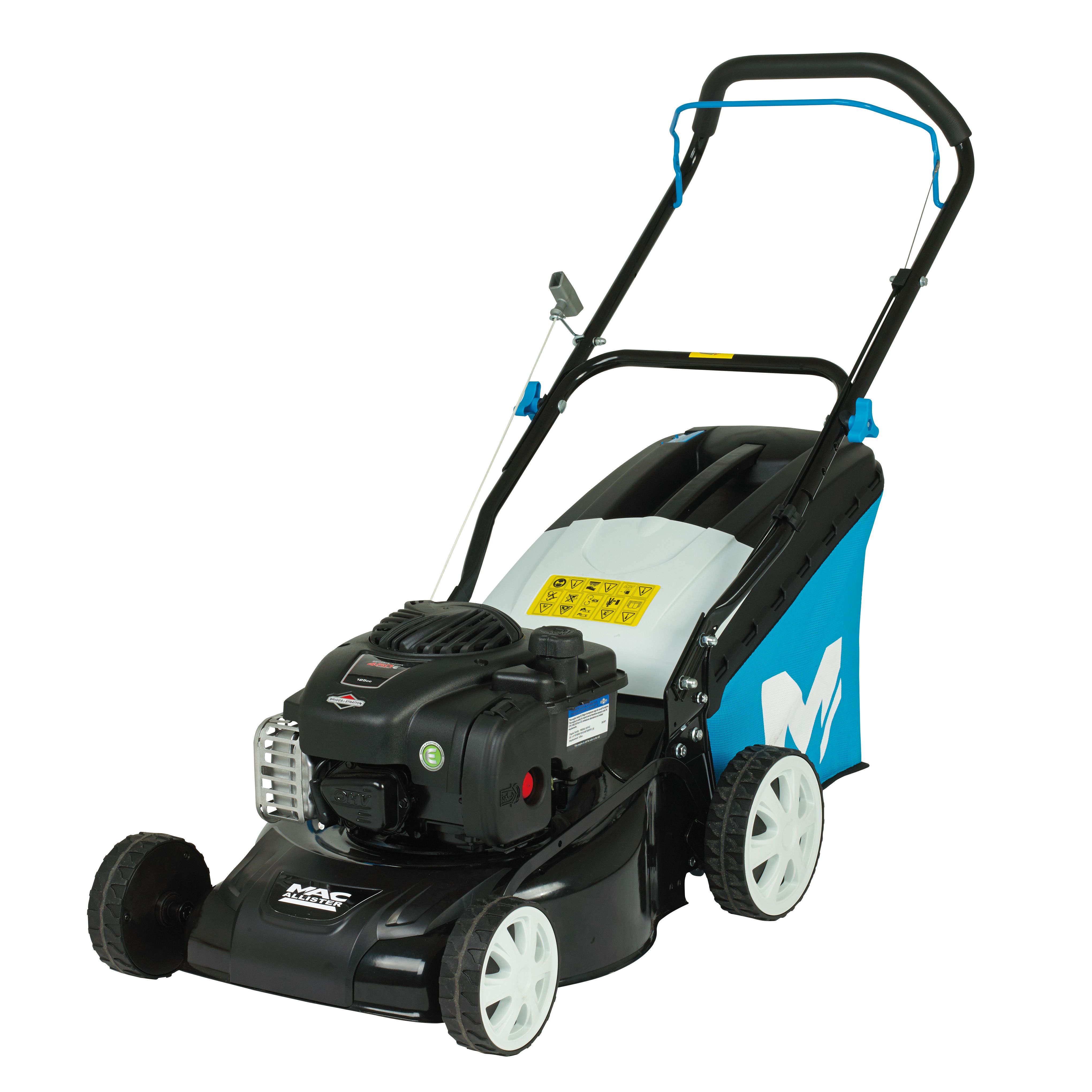 Mac Allister MLMP450HP40 125cc Petrol Rotary Lawnmower DIY at B Q