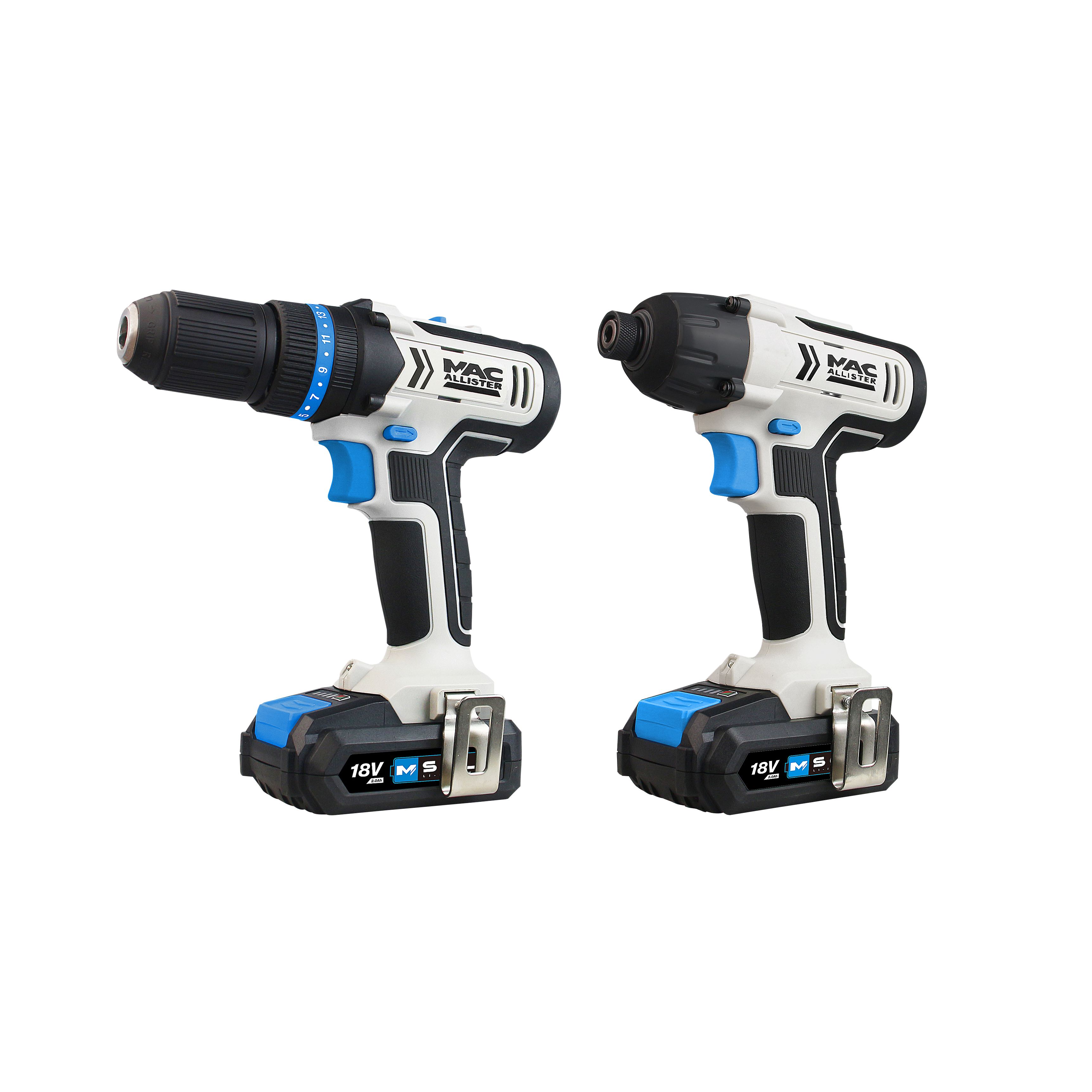 Mac Allister Solo 18V Li-ion EXT Cordless 2 piece Power tool kit (2 x 2Ah) - MCD18-Li-2 / MID18-Li