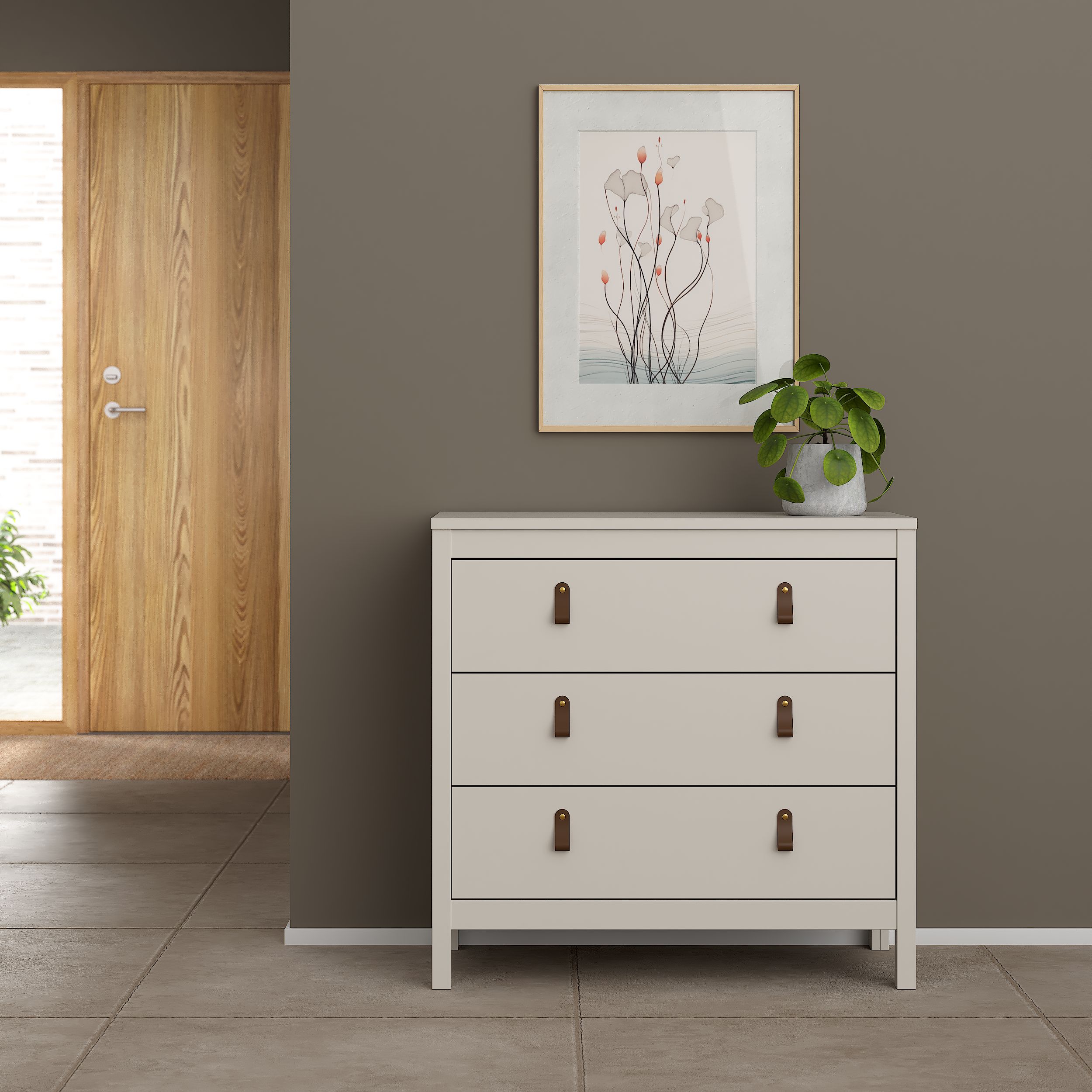 Madrid Matt cashmere no effect 3 Drawer Chest (H)797mm (W)823mm (D)384mm