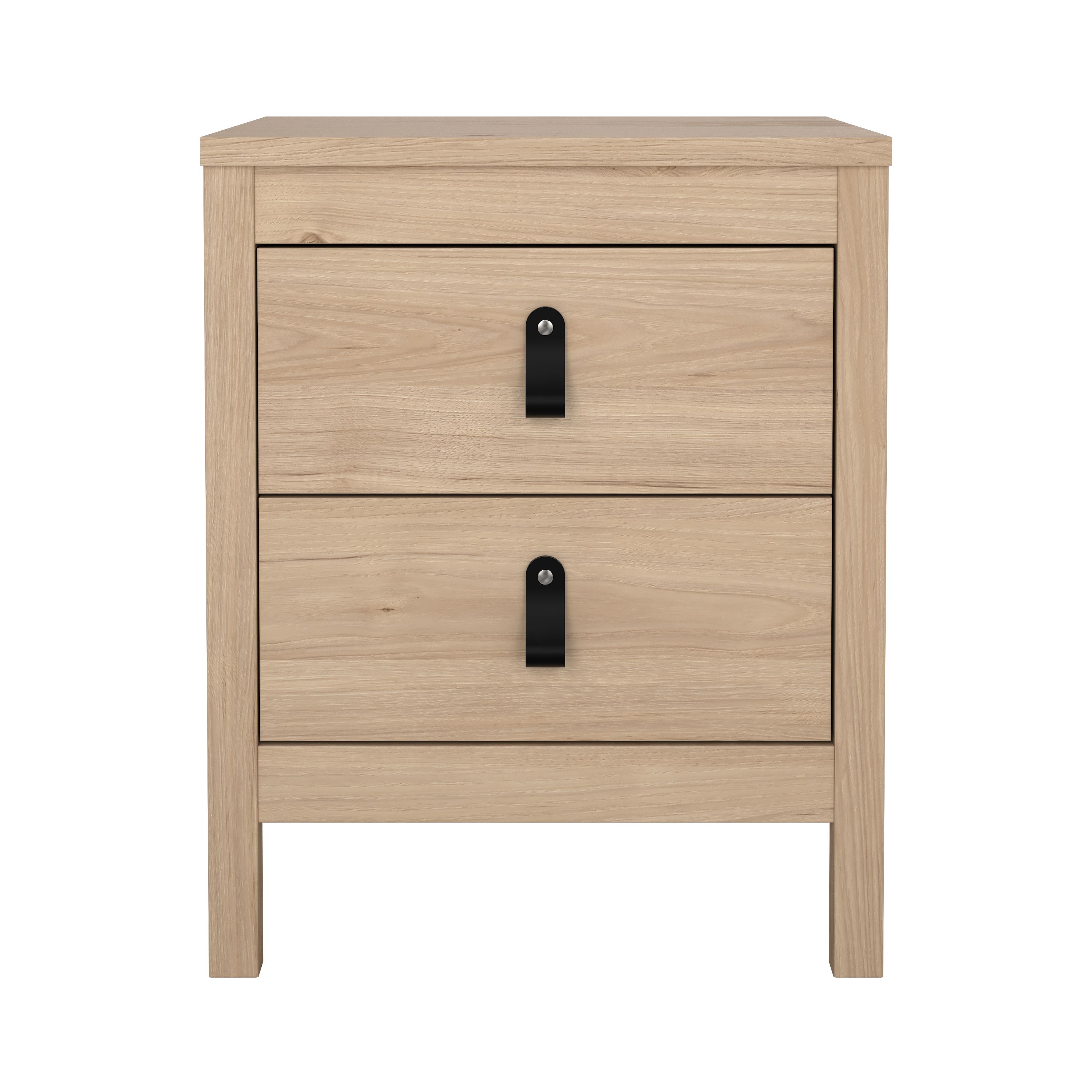 Madrid Matt oak effect 2 Drawer Bedside table (H)541mm (W)438mm (D)384mm