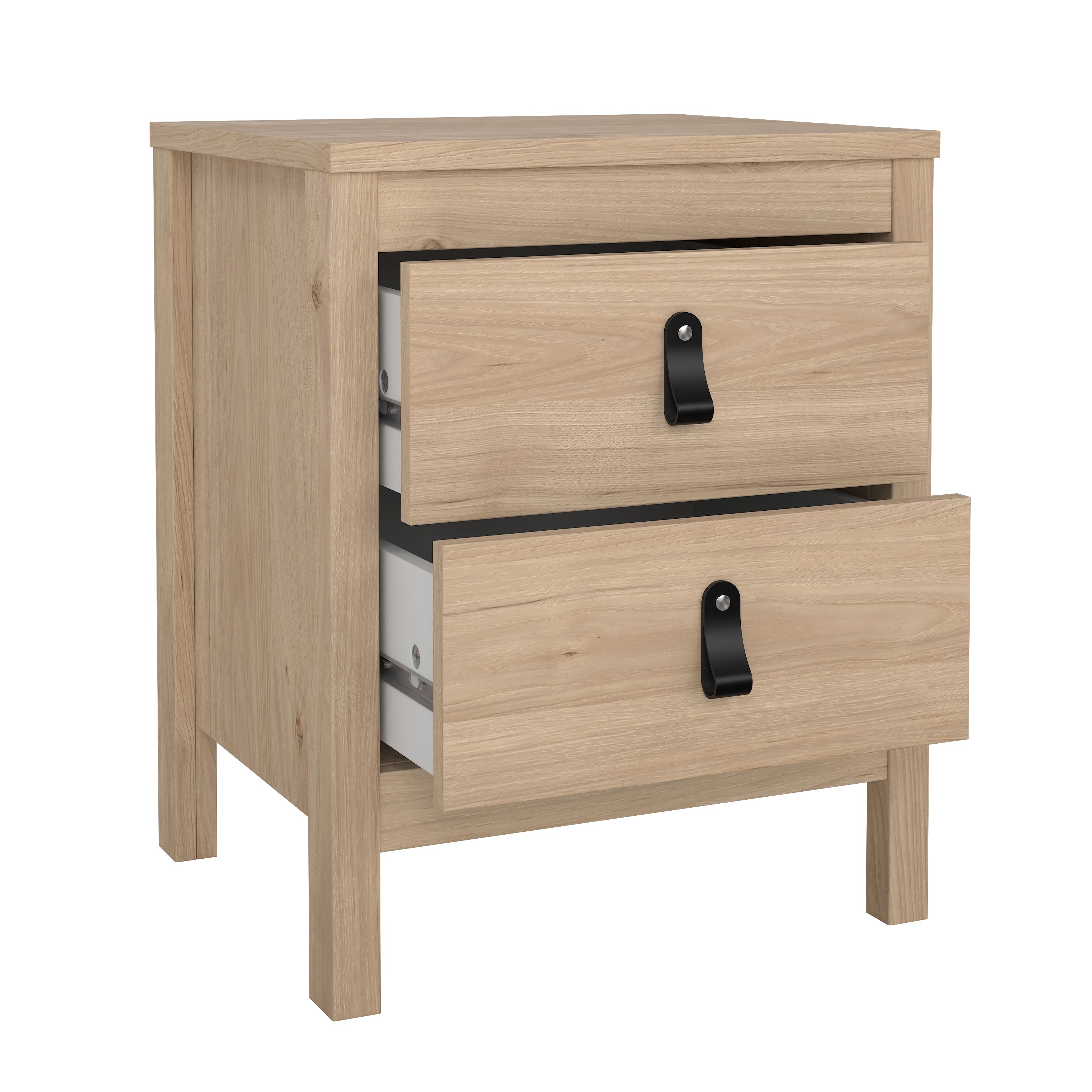 Madrid Matt oak effect 2 Drawer Bedside table (H)541mm (W)438mm (D)384mm