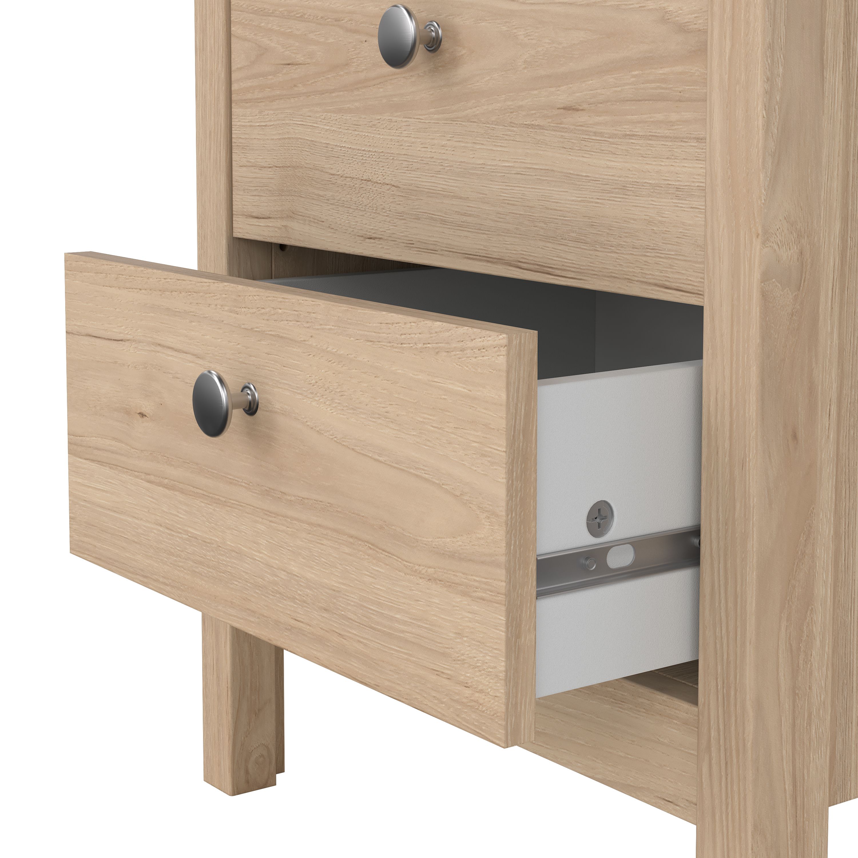 Madrid Matt oak effect 2 Drawer Bedside table (H)541mm (W)438mm (D)384mm