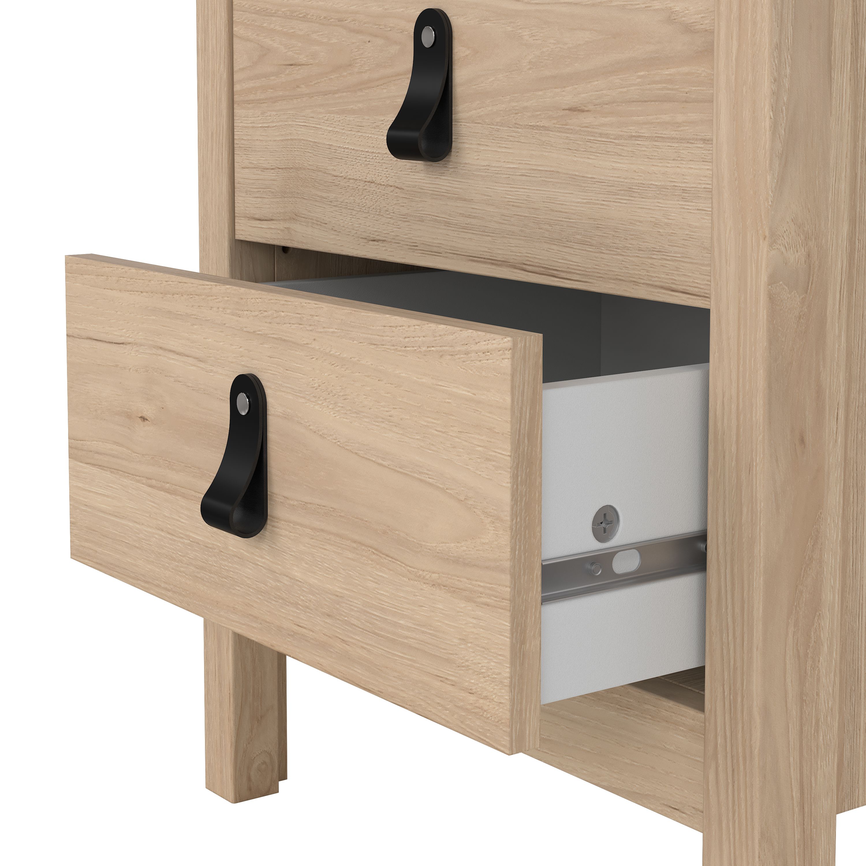 Madrid Matt oak effect 2 Drawer Bedside table (H)541mm (W)438mm (D)384mm