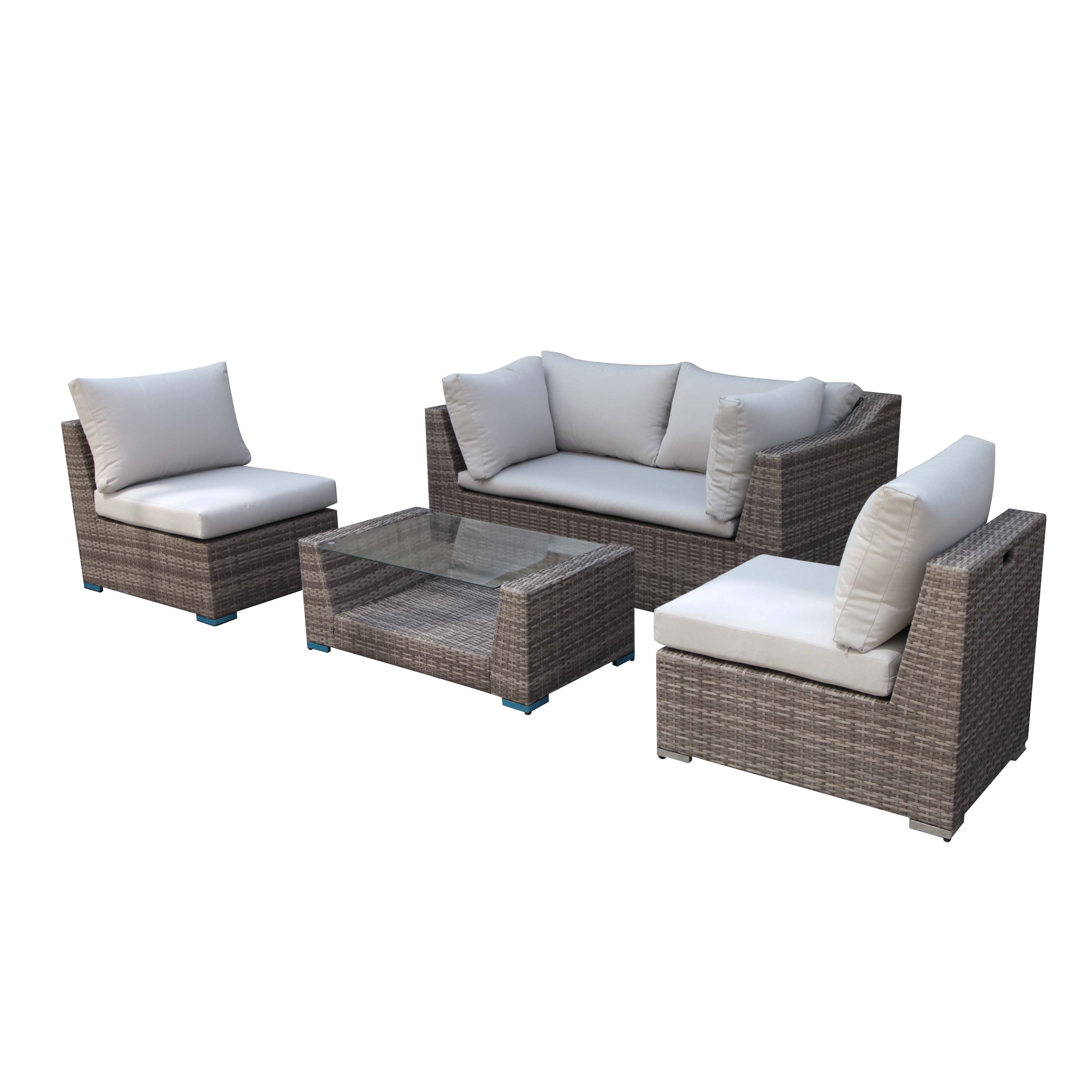 Maevea Rattan effect 4 seater Coffee set